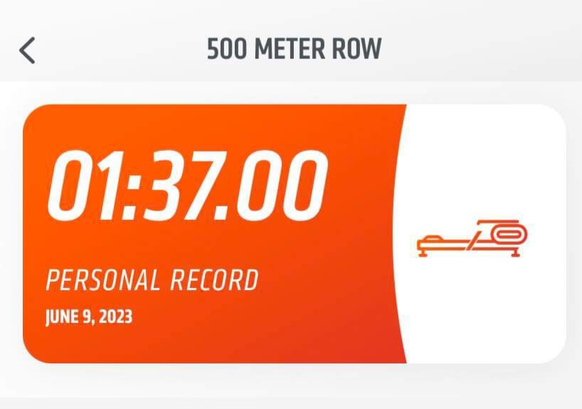 orangetheory 500 meter row benchmark personal record