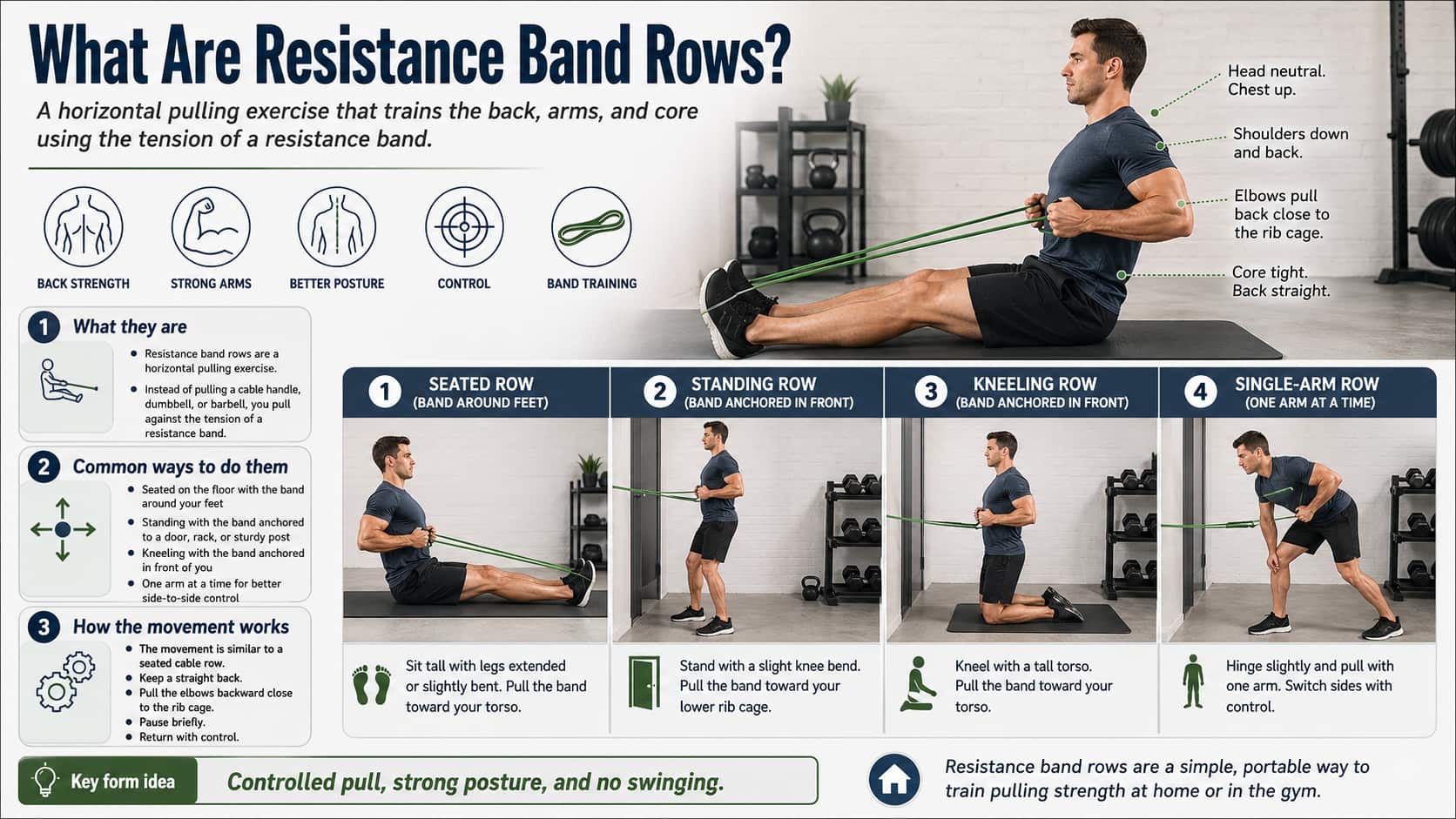 Back Rows Using A Band Resistance Band Rows: Muscles Worked, Benefits, and Form