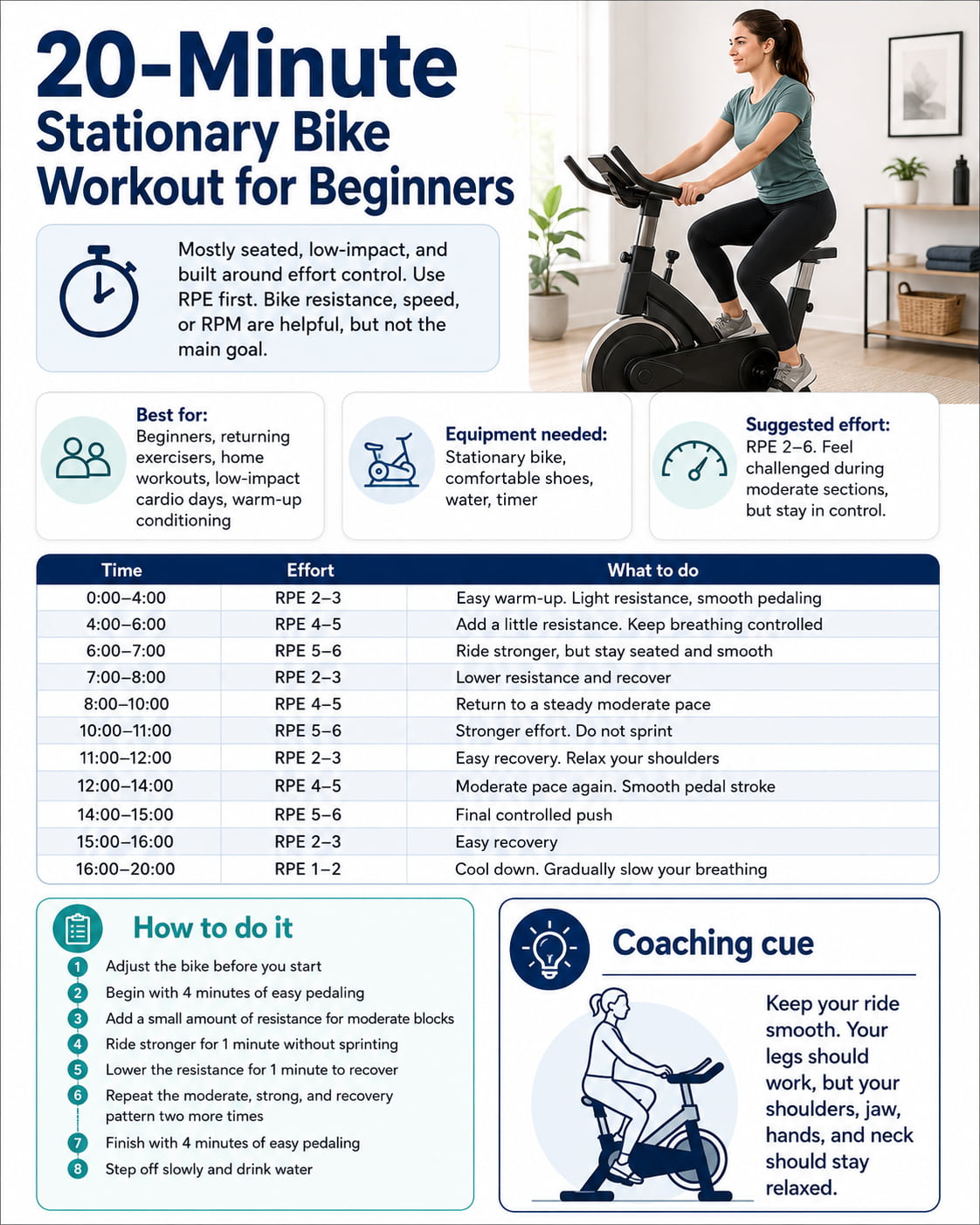 20-Minute Stationary Bike Workout for Beginners