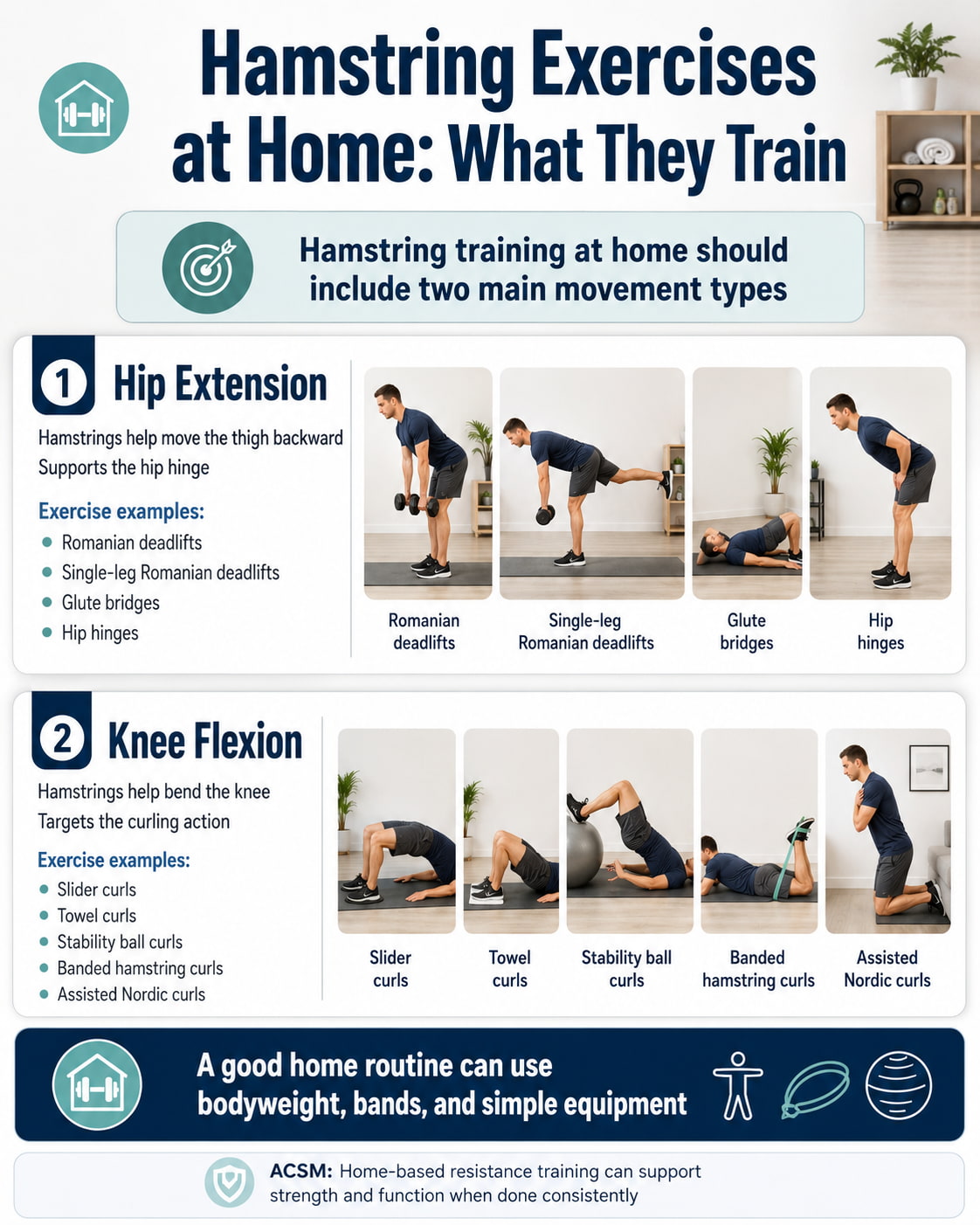 Hamstring Exercises at Home: What They Train