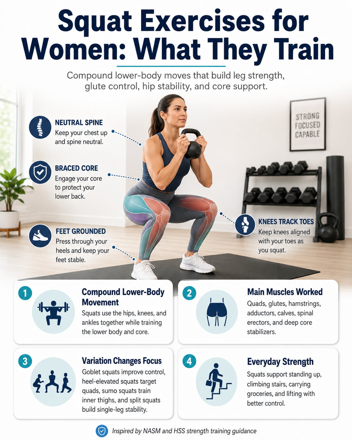 Squat Exercises for Women: What They Train