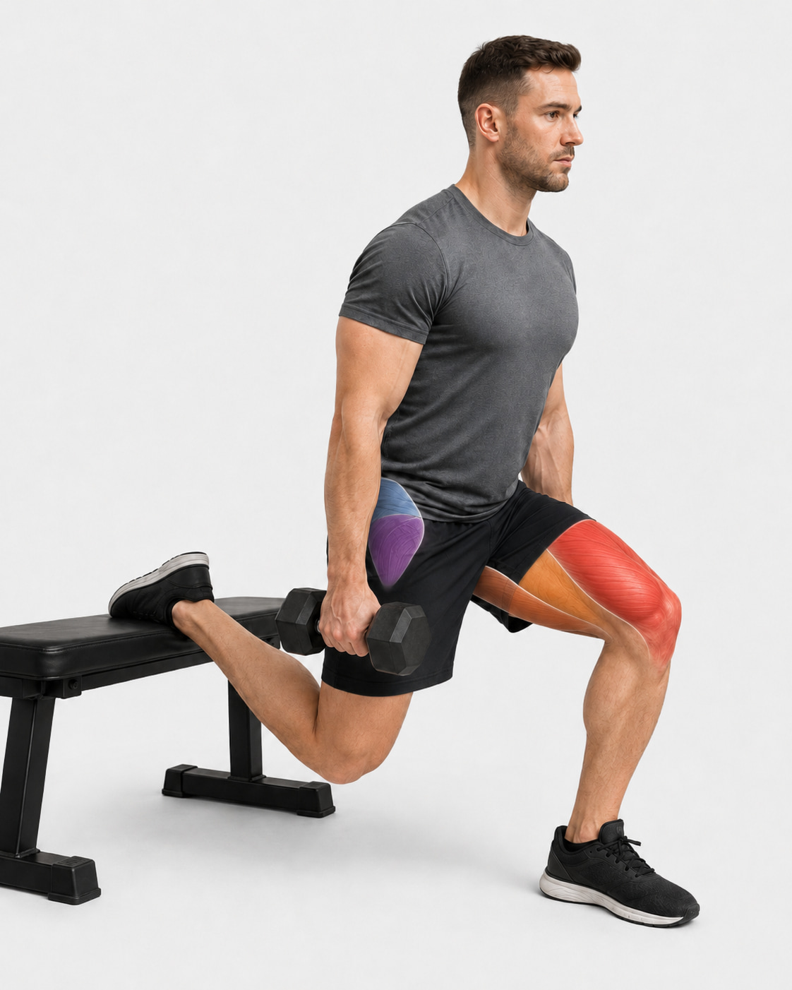 Dumbbell Bulgarian Split Squat Muscles Worked