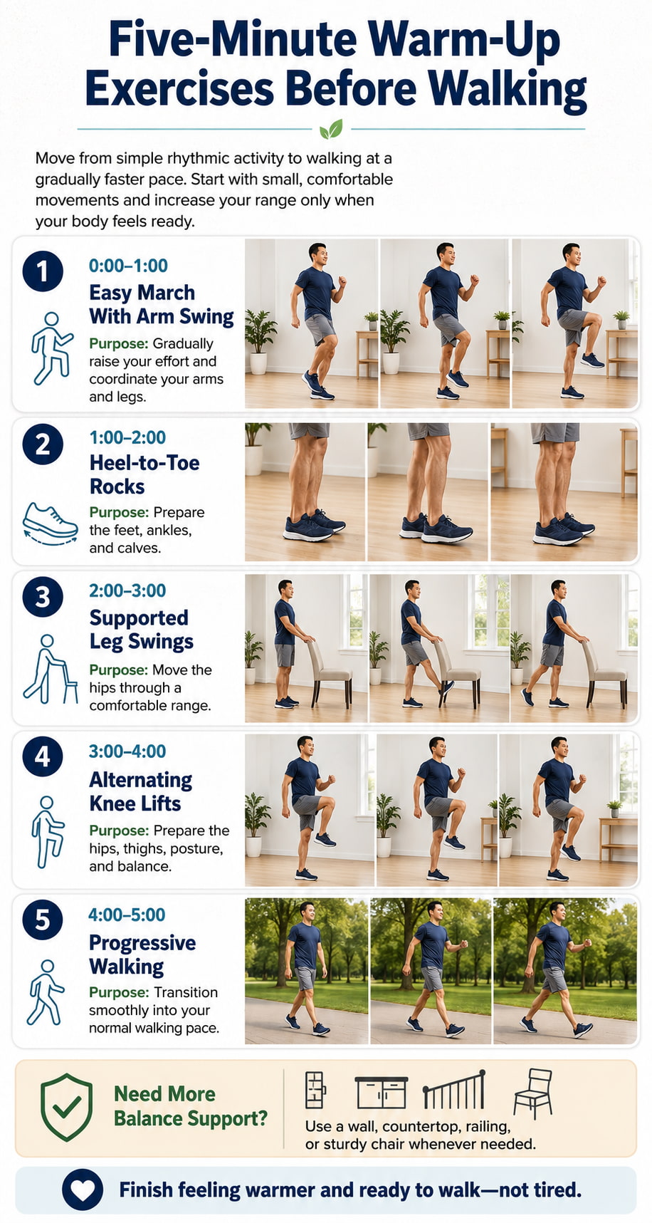 Five-Minute Warm-Up Exercises Before Walking