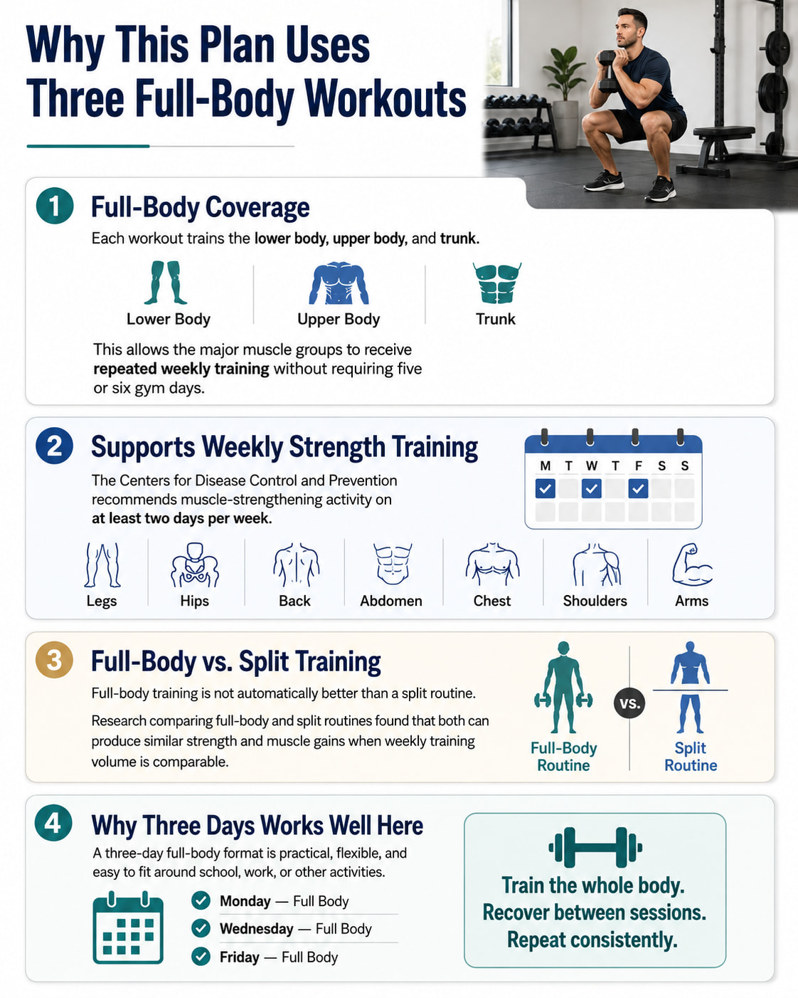 Why This Plan Uses Three Full-Body Workouts