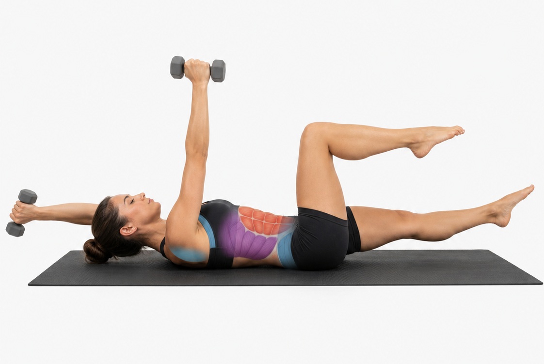 Dumbbell Dead Bug Muscles Worked