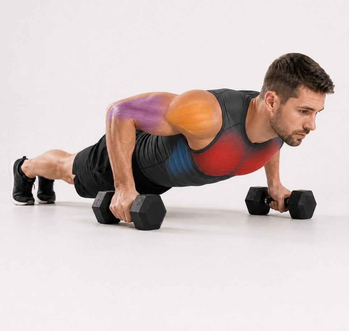 Dumbbell Push-Up Muscles Worked