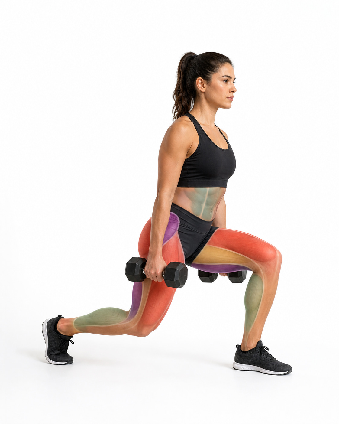 Dumbbell Reverse Lunge Muscles Worked
